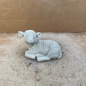Laying Lamb Concrete for Garden Sheep Small Porch Sculpture Farm Lamb Home Decoration Stone Lamb Outdoor Statue Lawn Cement Art
