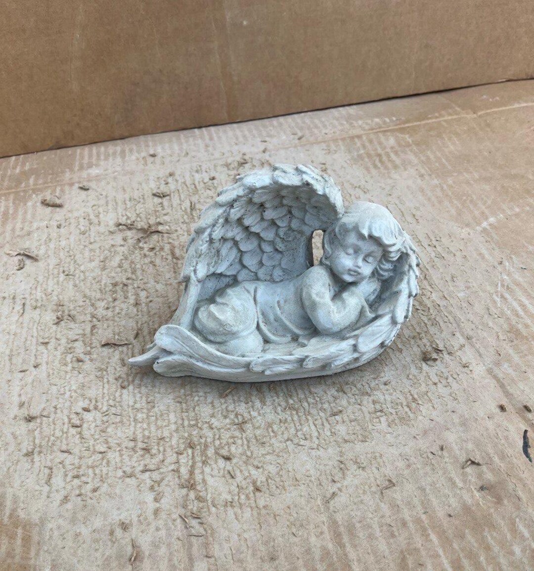 Sleeping Cherub Concrete Figure Home Angel Statue Garden or Porch ...