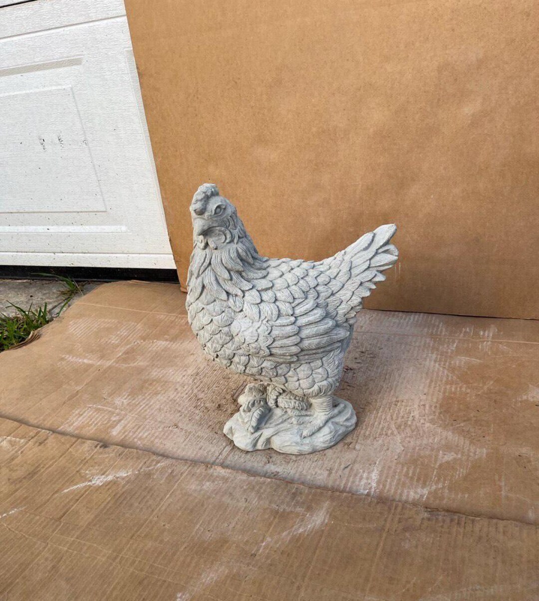 Concrete Chicken Hen Detailed Statue Home Bird Stone Sculpture ...