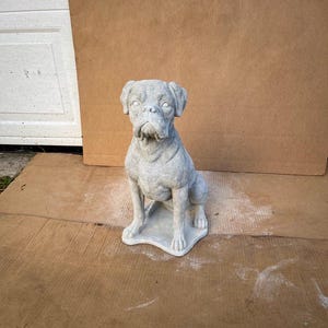 Concrete Boxer Dog Figure Massive Dog Boxer Sculpture Sitting Dog Memorial Boxer Large Figurine for Garden Outdoor or Indoor Decoration