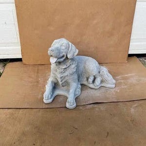 Laying Golden Retriever Garden Statue Outdoor Dog Sculpture Pet Memorial Decorations Concrete Retriever Dog Figure Stone Sympathy Gift
