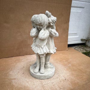 Concrete Little Girls Statue Kids Memorial Sculpture Stone Children Standing Figurine Indoor or Outdoor Kids Figure Child Grave Marker