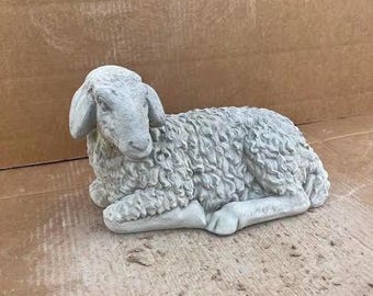 Sheep Concrete Statue Garden Lamb Figure Laying Sheep Stone Sculputure Farm Animal Easter Decorations Lawn or Porch Gift Idea