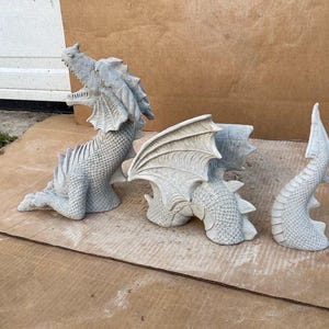 Dragon Three Pieces Statue Concrete Dragon Sculpture for Garden Japanese Outdoor Decoration Large Dragon Realistic Figure Asian Style