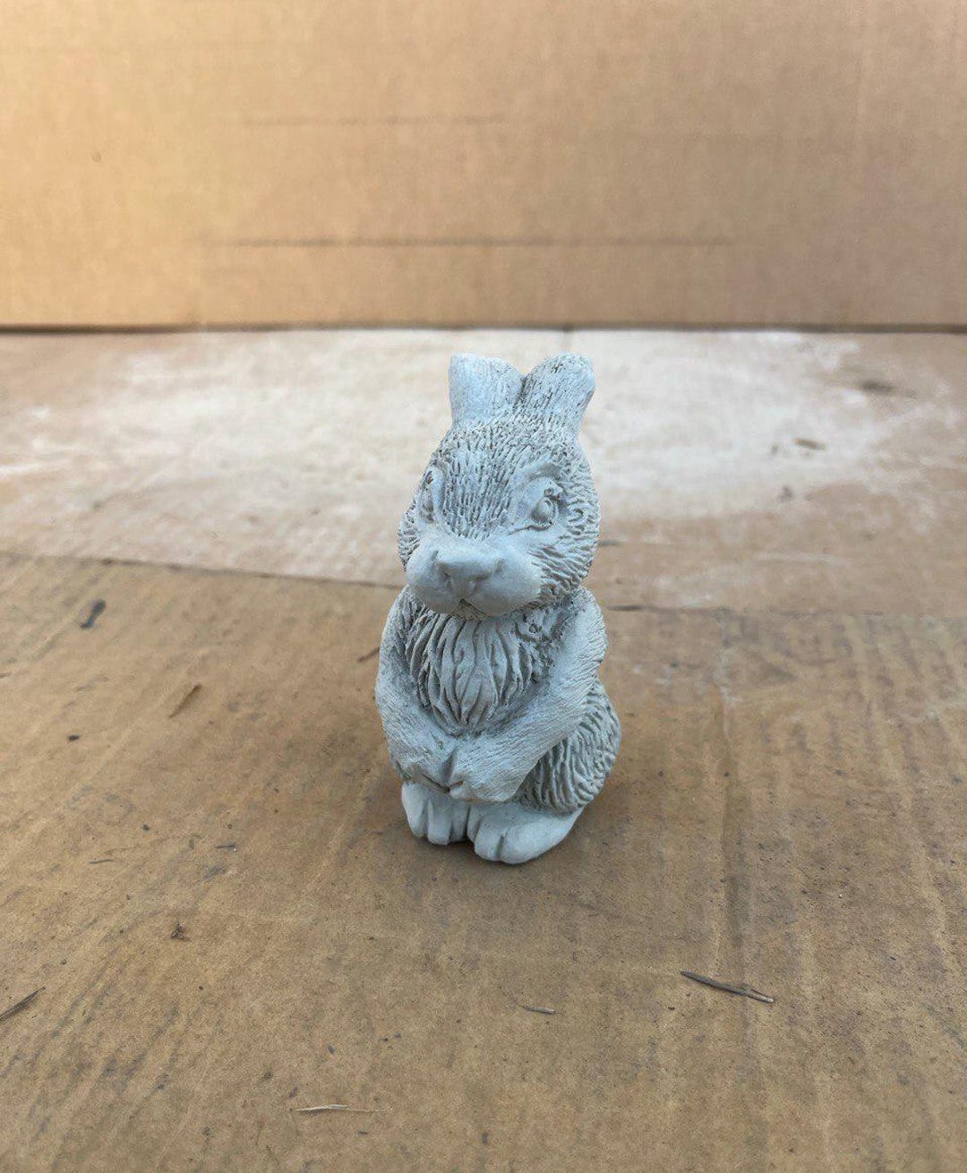 Small Rabbit Sculpture Standing Stone Bunny Statue Furry Rabbit ...