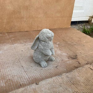 Concrete Bunny Small Lop Sculpture Porch Rabbit Stone Decoration Standing Bunny Furry Statue Indoor Easter Ornament Rabbit Forest Animal