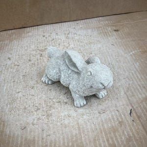 Concrete Rabbit Small Statue Stone Bunny Animal Figurine Rabbit Lop Furry Running Figure Forest Bunny Sculpture Garden Cement Decoration
