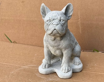 French Bulldog Memorial Statue Garden Dog Grave Sculpture Outdoor Frenchie Figure Lawn Decoration Patio Pet Stone Figurine Yard Art