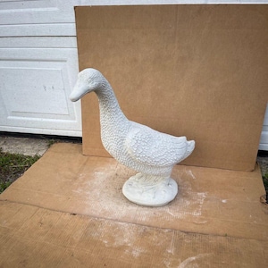 Large Goose Cement Sculpture Home Bird Statue Concrete Standing Goose Figurine Garden Animal Stone Figure Massive Farm Goose Bird for Porch