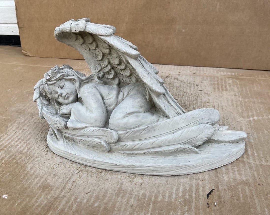 Concrete Girl Sleeping Memorial Angel Detailed Figure for Garden ...