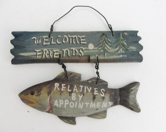 Small fish peg hanger Welcome Friends