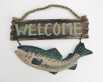 Small fish welcome hanging sign