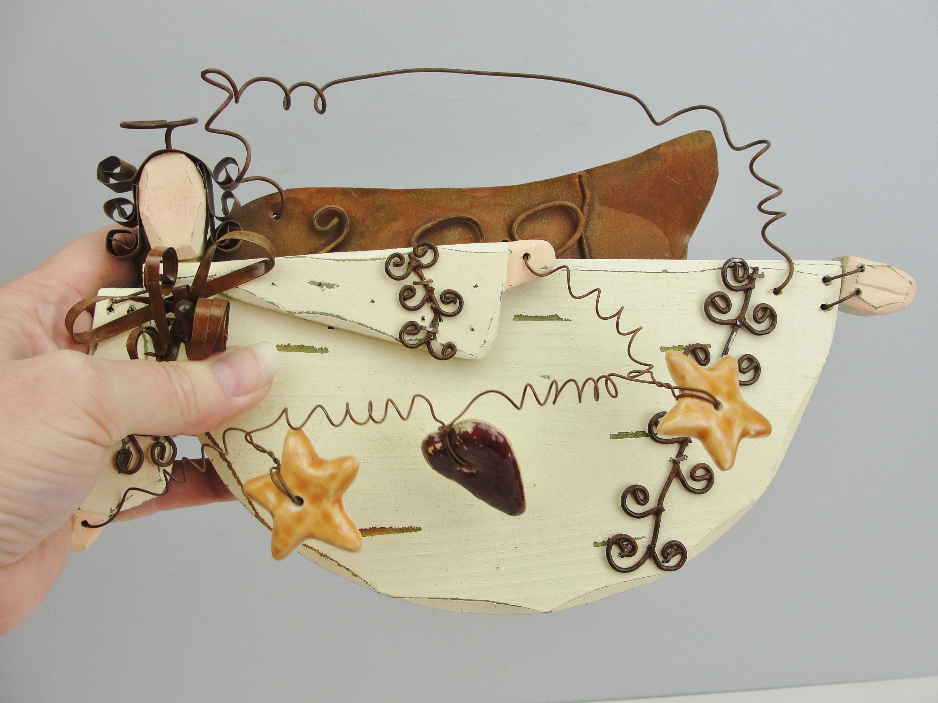 Ángel volador decoración de pared de madera primitiva | Etsy