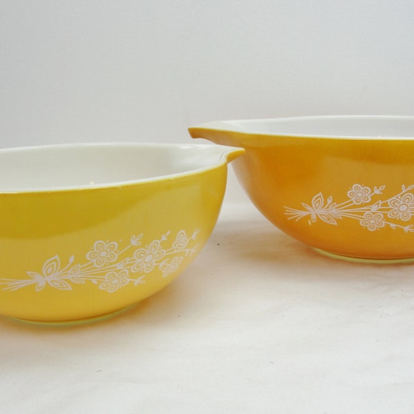 Vintage Butterfly Gold Pyrex Cinderella bowls set of 2