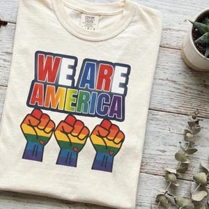 American Pride Shirt - Inclusive LGBTQ+ Rainbow T-Shirt - Social Justice Tee - Comfort Colors 1717 Activist - Big Fan of Human Rights Top