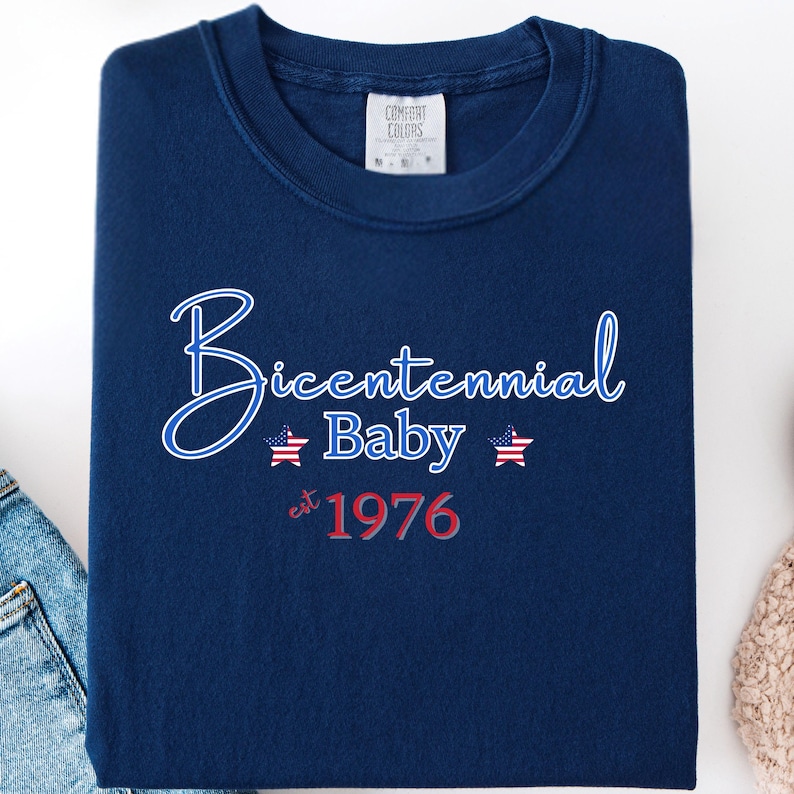 Camiseta del Bicentenario del Bebé de 1976 / Camiseta Retro del 4 de Julio de 1976, Camiseta del 50.º Cumpleaños, Camiseta del 4 de Julio, Camiseta de Moda, Camiseta del 250 Aniversario imagen 5