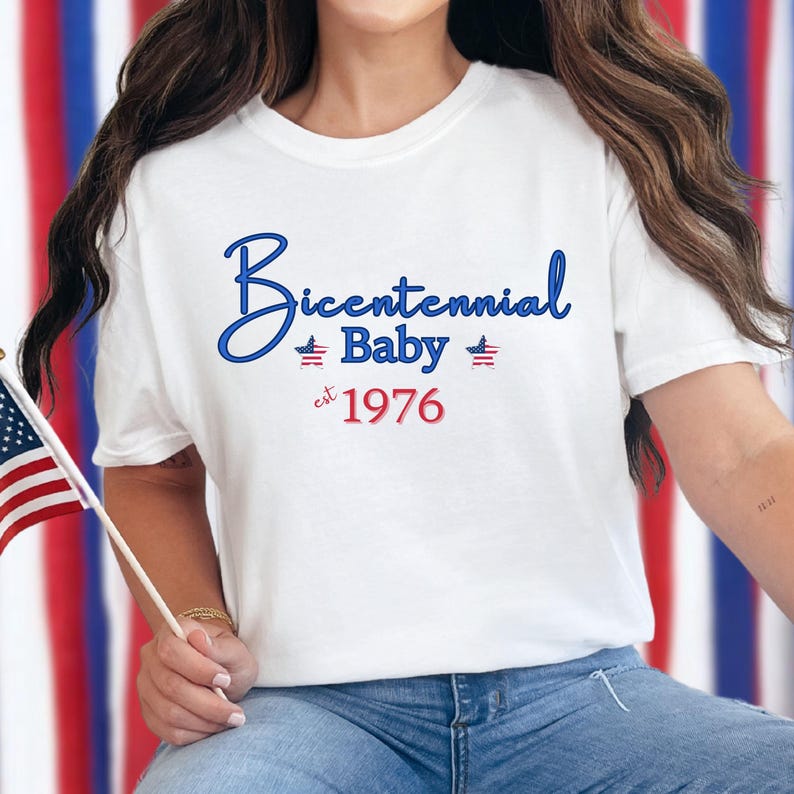Camiseta del Bicentenario del Bebé de 1976 / Camiseta Retro del 4 de Julio de 1976, Camiseta del 50.º Cumpleaños, Camiseta del 4 de Julio, Camiseta de Moda, Camiseta del 250 Aniversario imagen 3