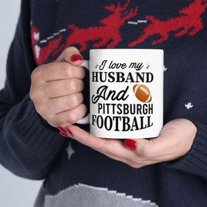 Ceramiczny kubek piłkarski Steelers, prezent dla fana futbolu Pittsburgh, kubek Steelers, 11 uncji, 15 uncji, kubek Love My Husband, kubek fana futbolu NFL, sport
