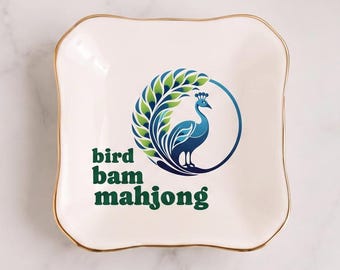 Personalisierte Ringschale, Schmucktablett, Mahjong-Geschenk für Mama, Schmuckschale für Freunde, Keramik-Geschenk für Mahjong-Fans, personalisierter Name