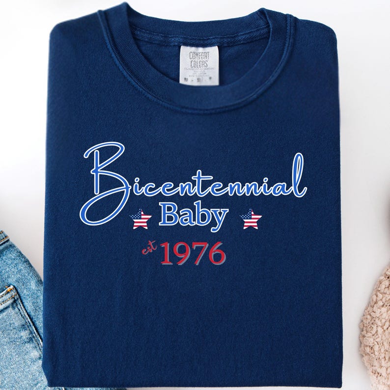 Camiseta del Bicentenario del Bebé de 1976 / Camiseta Retro del 4 de Julio de 1976, Camiseta del 50.º Cumpleaños, Camiseta del 4 de Julio, Camiseta de Moda, Camiseta del 250 Aniversario imagen 2