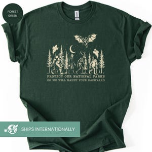 Camiseta de Mothman, camiseta de Cryptid, camiseta de Wendigo de Cryptidcore, regalos de vampiros de Weirdcore, ropa de terror popular, camiseta de Parque Nacional Alt