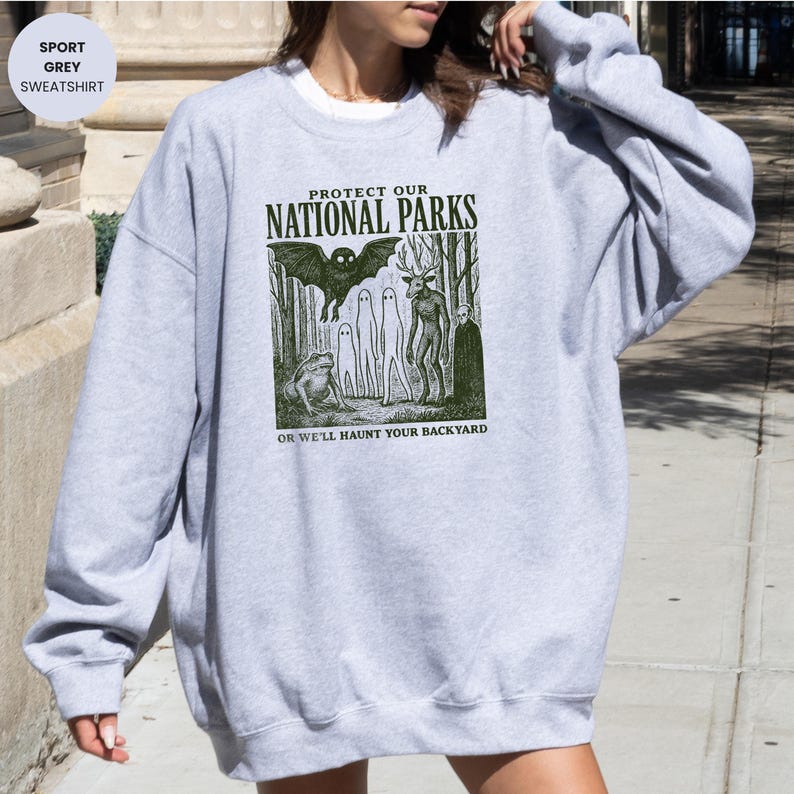 Comfort Colors® Mothman Shirt, Cryptid tshirt, Cryptidcore Wendigo tee, Weirdcore Vampire gifts, Folk Horror Clothing, Alt National Park tee Sport Grey
