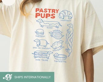 Tax-t-shirt, rolig tax-tröja, daschund-t-shirts, fransk baktröja, matälskare-present till hundmamma