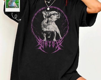 Gothic Custom Pet Photo Shirt, Personalized dog mom sweatshirt, Pet loss gift, Death metal Dog portrait shirt, Alt dog cat graphic tee