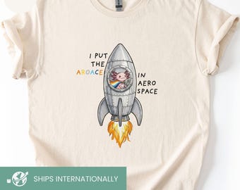 Aroace in Aerospace Shirt, Subtle Pride Merch, Funny axolotl tshirt, Cool queer shirts, Aromantic asexual sweatshirt, LGBT gifts for ace