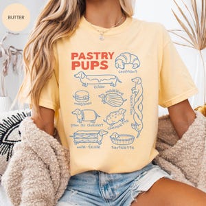 Comfort Colors® Pastry Pups tee, Funny Dachshund Shirt, Daschund t-shirts, French Baking Sweatshirt, Foodie gift for weiner dog mom zdjęcie 4