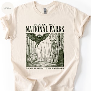 Camiseta de Mothman, camiseta de Cryptid, camiseta de Wendigo de Cryptidcore, regalos de vampiros de Weirdcore, ropa de terror popular, camiseta de Parque Nacional Alt