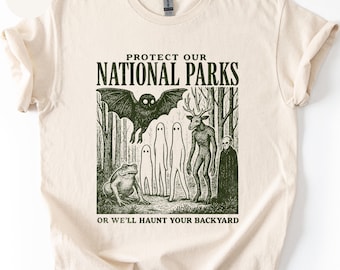 Mothman Shirt, Cryptid tshirt, Cryptidcore Wendigo tee, Weirdcore Vampire gifts, Folk Horror Clothing, Alt National Park tee