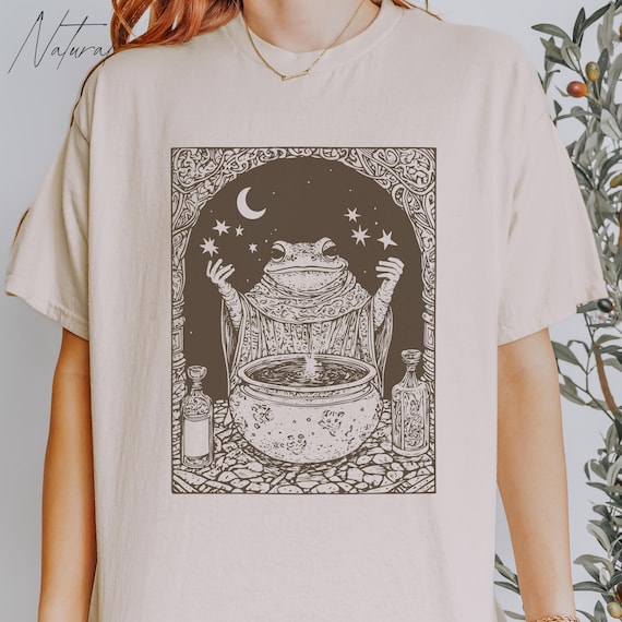 Medieval Shirt, Frog Wizard shirt, Tapestry t-shirt, Weird Stuff, Unhinged shirts, Weirdcore clothing, Goblincore linocut, Funny Meme Shirt