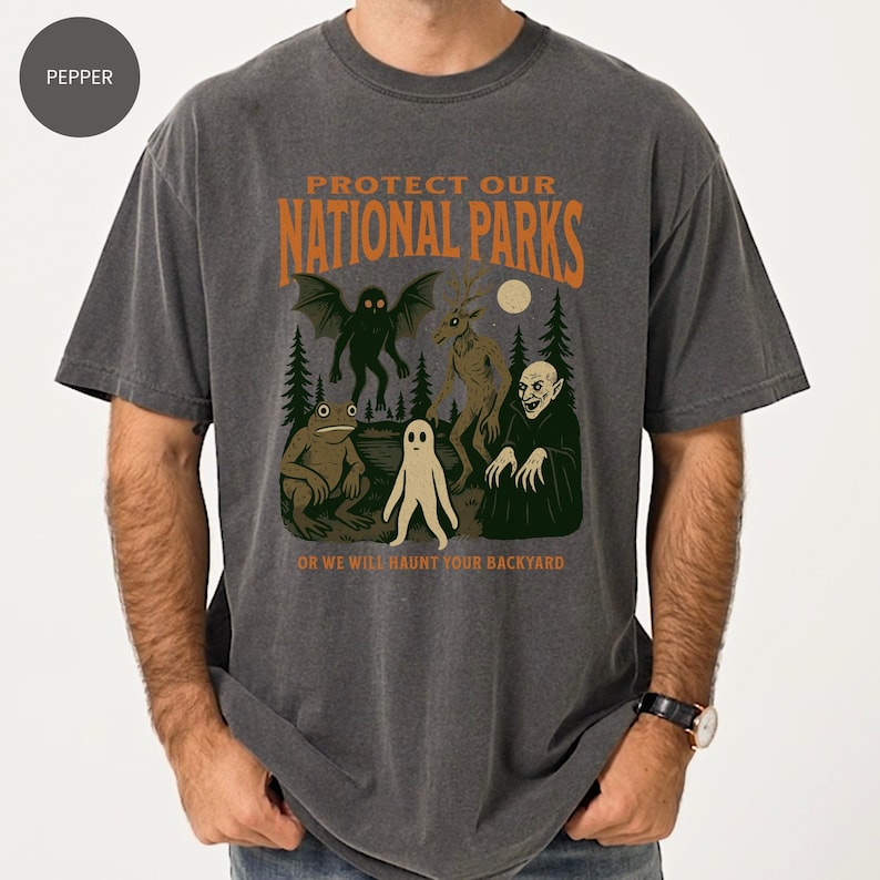 Mothman Shirt, Cryptid tshirt, Cryptidcore aesthetic, Wendigo tee, Weirdcore Vampire gifts, Folk Horror Clothing, Alt National Park Shirts Pepper