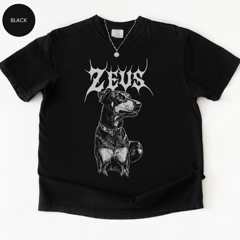 Gothic Custom Pet Photo Shirt, Personalized dog mom sweatshirt, Pet loss gift, Death metal Dog portrait shirt, Alt dog cat graphic tee Black