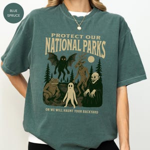 Mothman Shirt, Cryptid tshirt, Cryptidcore aesthetic, Wendigo tee, Weirdcore Vampire gifts, Folk Horror Clothing, Alt National Park Shirts Blue Spruce