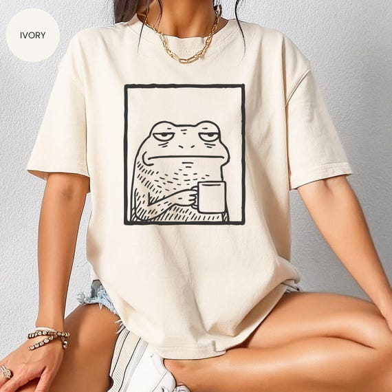 Comfort Colors® Medieval Sarcastic Frog Shirt, Goblincore shirts, Funny frog sweatshirt, Faux linocut animal tshirt, gift for coworker