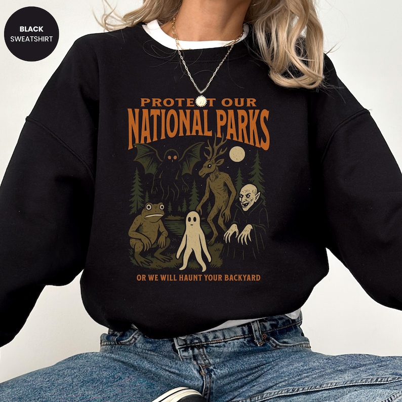 Mothman Shirt, Cryptid tshirt, Cryptidcore aesthetic, Wendigo tee, Weirdcore Vampire gifts, Folk Horror Clothing, Alt National Park Shirts image 10