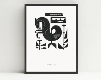 Capricorn Letterpress Print