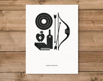 Sagittarius Letterpress Print