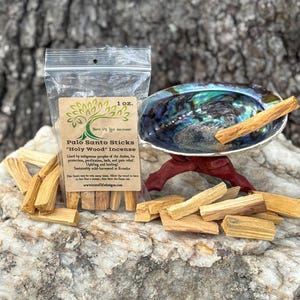 Palo Santo &quot;Holy Wood&quot; 1 oz., Abalone Shell, Tripod Stand