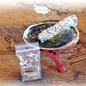 Abalone Shell, Tripod Stand, Sage Bundle, and FREE sample smudge blend