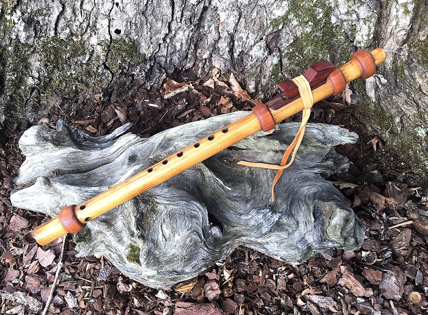 Native American Style Flute Pine Old Style Key of high B from Tree of