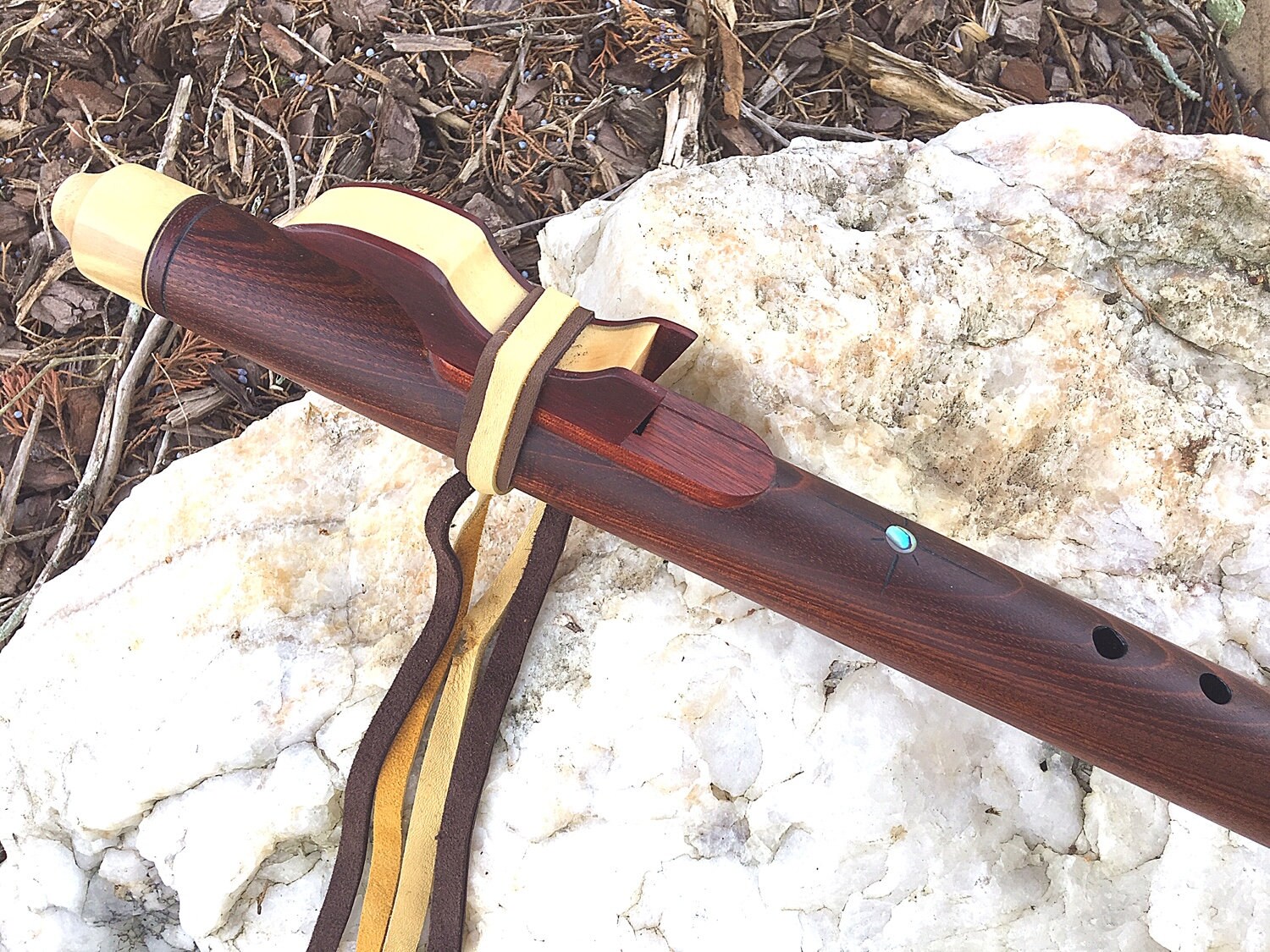 Native American Style Flute, Key of E, Honduran Mahogany Tree of Life Designs