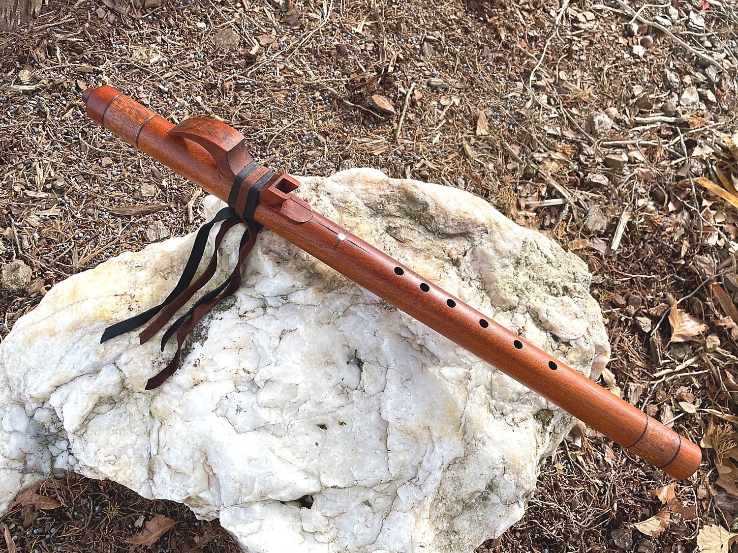 Honduran Mahogany, Key of E Native American Style Flute, Tree of Life