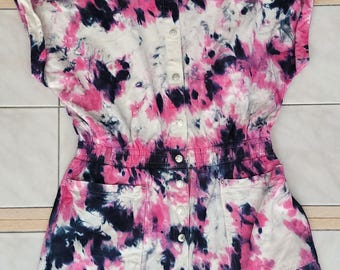 Women's Tie Dye Romper (Pink/Black/White) LRG