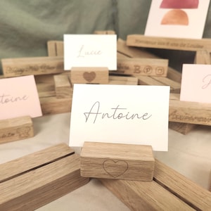 Porte cartes en bois personnalisable, porte photo, marque place pour évènement, support numéro de table pour mariage anniversaire et baptême