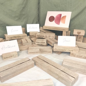 Porte cartes en bois de chêne, porte photos, marque place pour évènements, support numéro de table pour mariages anniversaire et baptême.