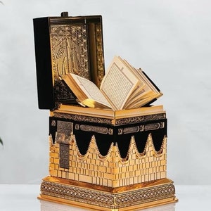Réplique de la kaaba avec coran, boîte-cadeau islamique, décoration de la maison musulmane, coffret cadeau kaaba design coran, bibelot islamique