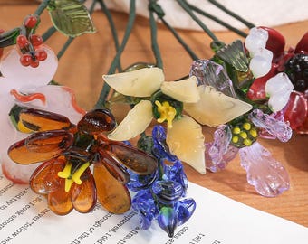Glass Birth Month Flowers, Birth Flower Bouquet, Handmade Glass Flower Bouquet,  Birthday & Christmas Gift for Mom, Flower Gifts for Friend